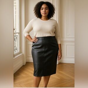 Lane Bryant Black Faux Leather Pencil Skirt Size 28 Plus
